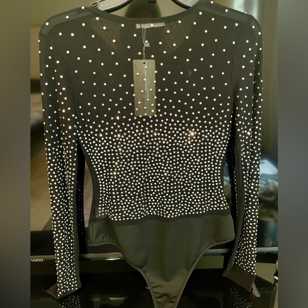 Sheer bodysuit with rhinestones - Picture 2 of 3